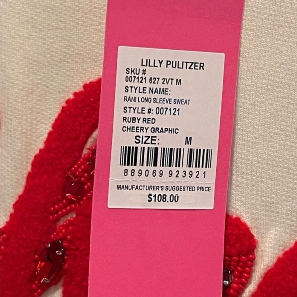 Lilly Pulitzer CHEERY Sweatshirt Size M - Picture 3 of 7